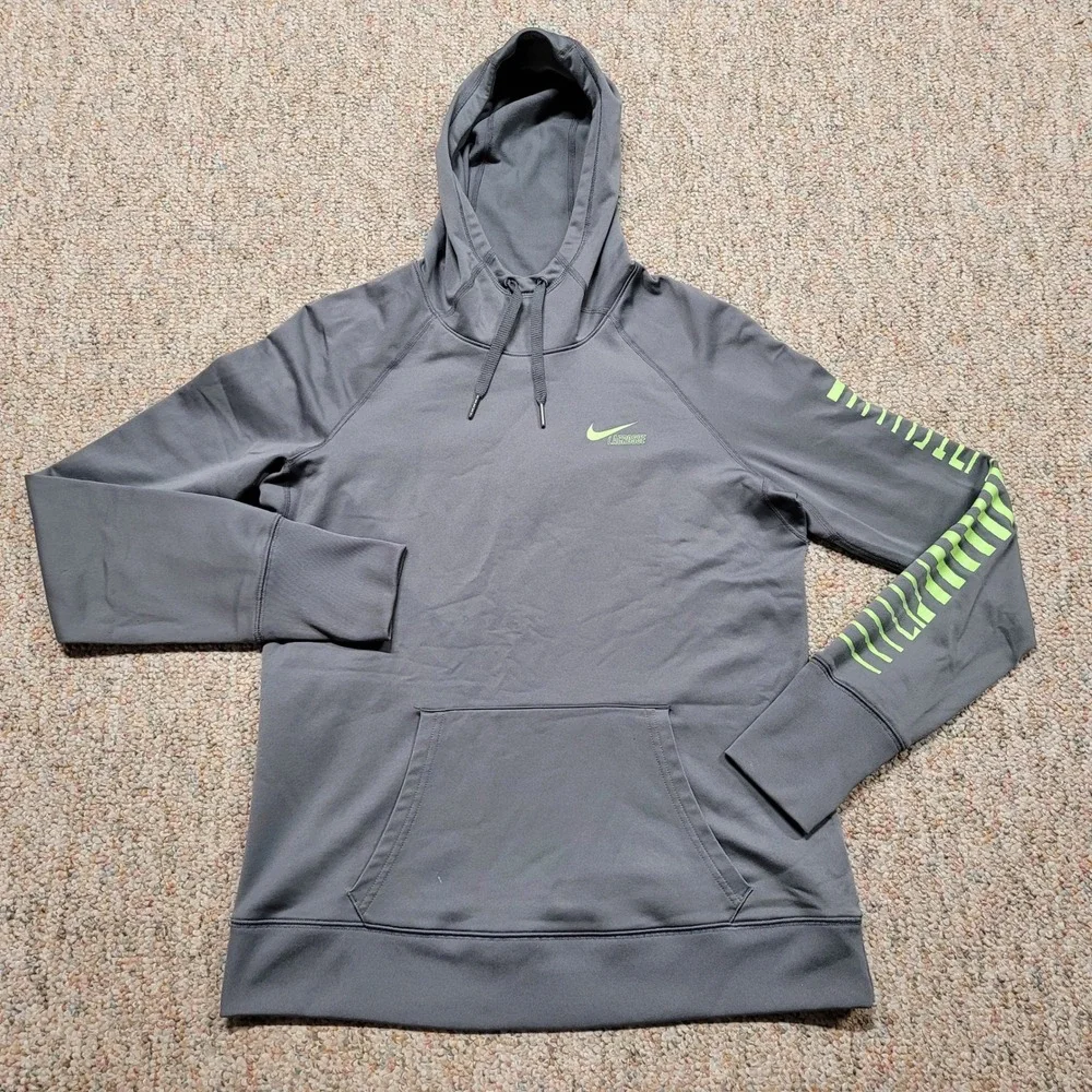 Nike Hoodie Womens Medium Gray Lacrosse Pullover Dri-Fit Athletic Sweatshirt